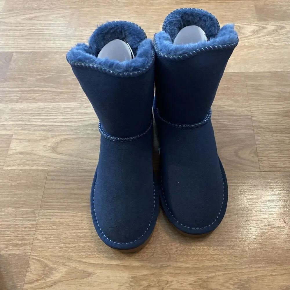 Style & Co Teenyy Suede Winter Booties Blue Faux fur Lined Boots Size 5 New
